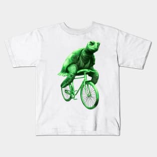 Turtle on a bike Kids T-Shirt